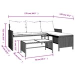 vidaXL Canapé de jardin avec table et coussins en forme de L marron