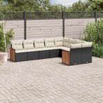 vidaXL Salon de jardin 9 Pièces avec coussins noir résine tressée