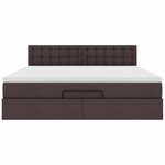 vidaXL Lit ottoman avec matelas et LED Marron foncé 180x200 cm tissu