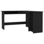 Bureau table poste de travail meuble d'ordinateur informatique étude d'angle en forme de L 120 x 140 x 75cm bois ingénierie noir 02_0023685