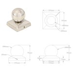 vidaXL Bouchons de poteau 6 Pièces Globe final Acier inoxydable 101x101mm