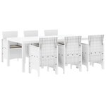 vidaXL Ensemble de Salle à Manger de Jardin 7 Pièces avec Coussins Blanc Poly Rattan