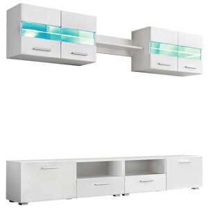 vidaXL Ensemble Meuble mural TV 5 Pièces lumières LED Haute Brillance
