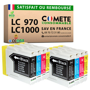 LC970 LC1000 - 8 cartouches compatibles pour Brother LC970 LC1000 - COMETE