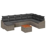 vidaXL Ensemble de canapé de jardin avec coussin 9 Pièces Gris Poly rotin