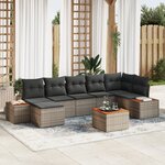 Canapé de Jardin en 8 Pièces avec Coussins en Rattan Gris Poly