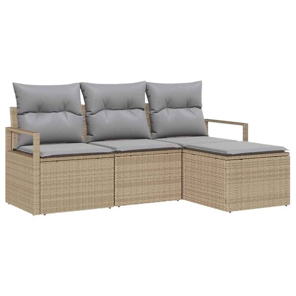 vidaXL Ensemble de canapé de jardin 4 Pièces Beige  Gris clair