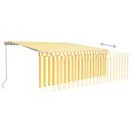 vidaXL Auvent manuel rétractable avec store et LED 4x3m Jaune et blanc