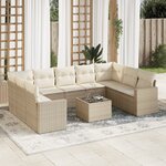 vidaXL Salon de jardin avec coussins 10 Pièces beige résine tressée