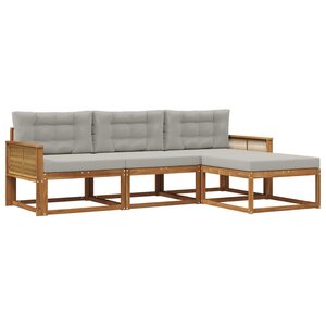 vidaXL Ensemble de canapés d'extérieur 4 pc Naturel et Gris clair