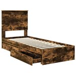 vidaXL Lit de Rangement Chêne fumé 75 x 190 cm Bois d'ingénierie