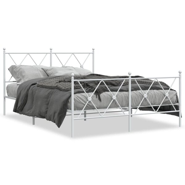 vidaXL Cadre de lit métal sans matelas et pied de lit blanc 140x200 cm