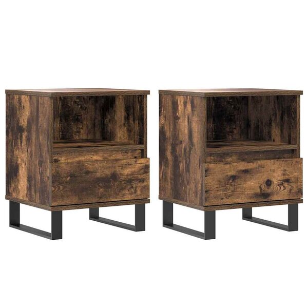 vidaXL Tables de chevet 2 Pièces chêne fumé 40x35x50 cm bois ingénierie