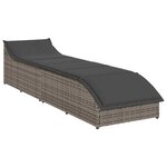 vidaXL Chaise longue pliante coussin et rangement gris résine tressée