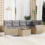 vidaXL Salon de jardin avec coussins 6 Pièces beige résine tressée