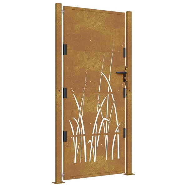 vidaXL Portail de jardin 105x180 cm acier corten conception d'herbe