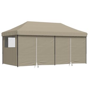 vidaXL Tente de réception pliable escamotable 4 parois latérales taupe