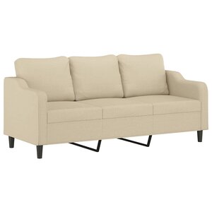 vidaXL Canapé à 3 places Crème 180 cm Tissu