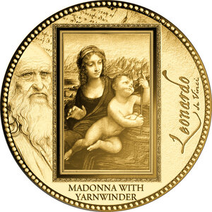 Monnaie MADONNA WITH YARNWINDER Da Vinci 1/200 Oz Or 5000 Francs Gabon (PRÉCOMMANDE)