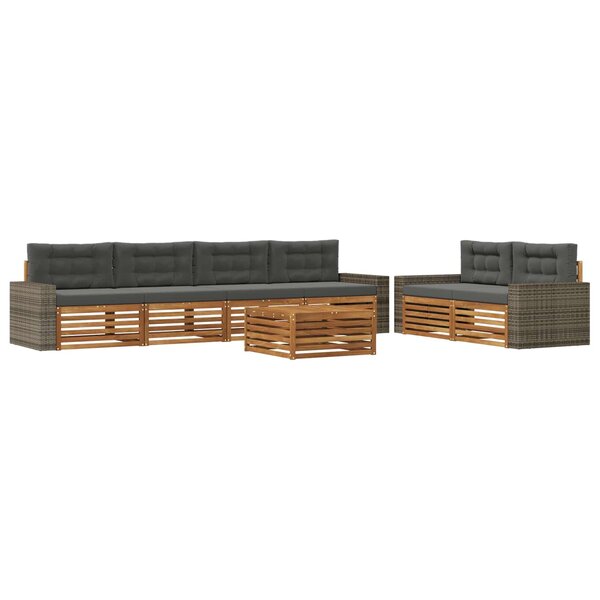 vidaXL Ensemble de canapés d'extérieur 7 pc Naturel et Anthracite