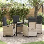vidaXL Ensemble de salle à manger de jardin 5 pièces avec coussins en poly rotin gris clair