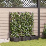 vidaXL Bac à fleurs avec Treillis 3 Pièces Marron 120 x 40 x 125.5 cm PP