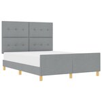 vidaXL Cadre de lit avec tête de lit Gris clair 140 x 200 cm tissu