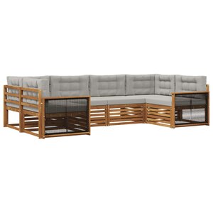 vidaXL Ensemble de canapés d'extérieur 6 pc Naturel et gris clair