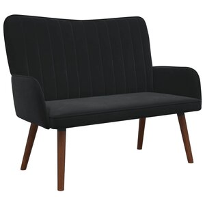 vidaXL Sofa 2 places Noir 115 x 61 x 87 cm Velours (V)