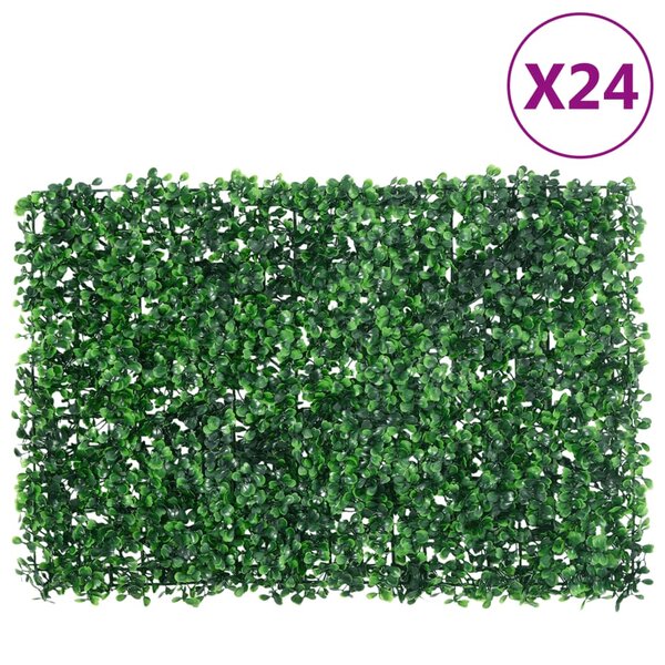  vidaXL Clôture à feuilles d'arbustes artificiels 24 Pièces Vert 40x60 cm
