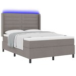 Lit Box Spring vidaXL avec Matelas et LED Taupe 160x200 cm Tissu