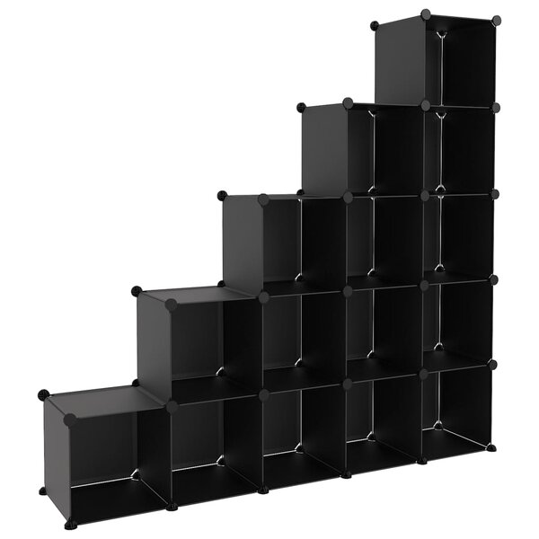 vidaXL Cubes de rangement 15 Pièces Noir PP