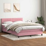 vidaXL Sommier à lattes de lit avec matelas rose 140x220 cm velours