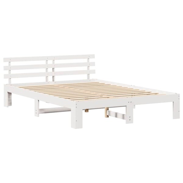 vidaXL Cadre de lit en bois blanc Blanc Bois 150 x 200 cm Durable
