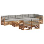 vidaXL Ensemble de canapés d'extérieur 9 Pièces Gris Naturel et Clair