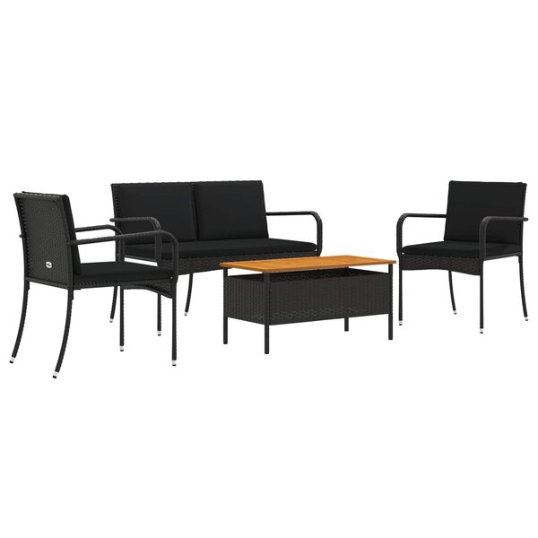 vidaXL Ensemble de jardin Noir polyrotin
