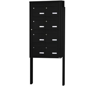 Bloc collectif Leabox  2x4  grade 3  simple face  Extérieur  sur pieds à sceller  Noir 9005 finition brillante