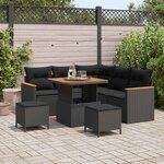 vidaXL Ensemble de canapé de jardin 8 Pièces Noir polyrotin