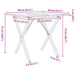 vidaXL Table à manger cadre en X 90x90x75 cm bois de pin massif fonte