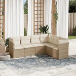 vidaXL Salon de jardin avec coussins 6 Pièces beige résine tressée