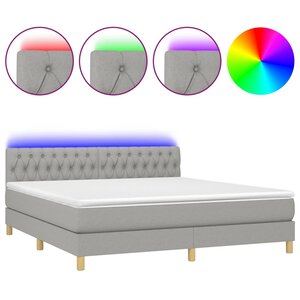 vidaXL Sommier à lattes de lit matelas LED Gris clair 160x200 cm Tissu