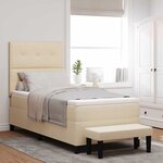 vidaXL Lit à ressorts avec tête de lit Crème 100 x 200 cm tissu