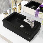 vidaXL Vasque avec trou de robinet Céramique Noir 46 x 25 5 x 12 cm