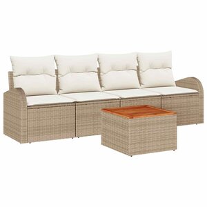 vidaXL Ensemble de canapé de jardin 5 Pièces Beige et blanc