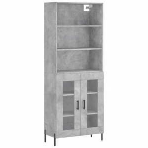 vidaXL Buffet haut Gris béton 69 5x34x180 cm Bois d'ingénierie