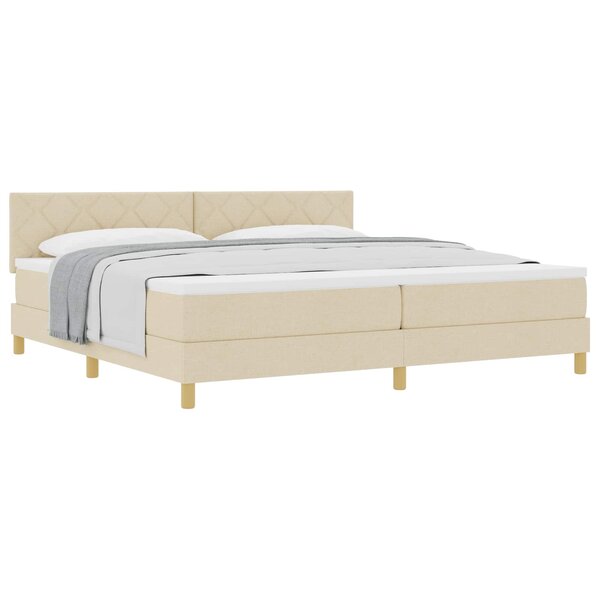 vidaXL Lit à ressorts avec matelas Crème 200 x 200 cm tissu