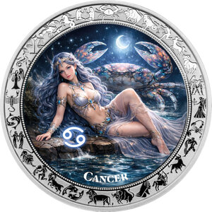 Monnaie CANCER Goddesses Zodiac 1 Oz Argent 5 Cedis Ghana 2026 (PRÉCOMMANDE)