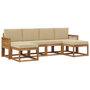 vidaXL Ensemble de canapés d'extérieur 6 pc Naturel et Beige Polyester