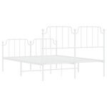 vidaXL Cadre de lit métal avec tête de lit/pied de lit blanc 140x190cm