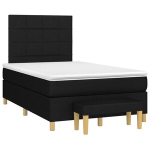 vidaXL Sommier à lattes de lit avec matelas noir 120x190 cm tissu